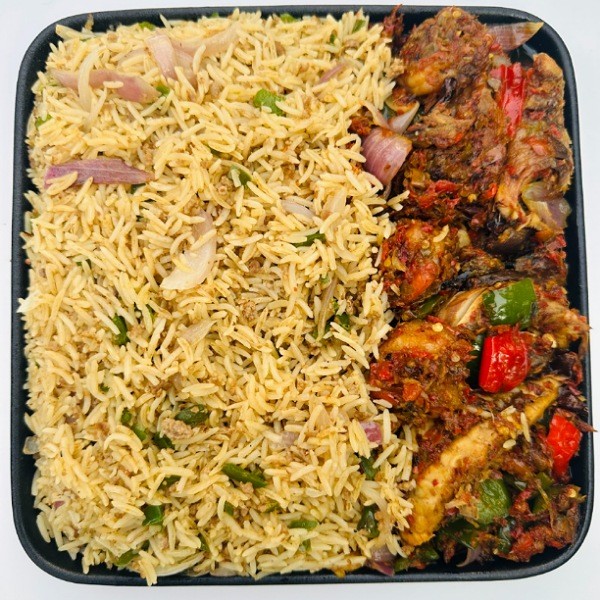 Dirty Rice With Spicy Prawns