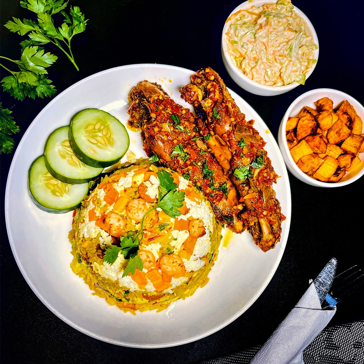 Mews Fried Rice With Chicken Wings